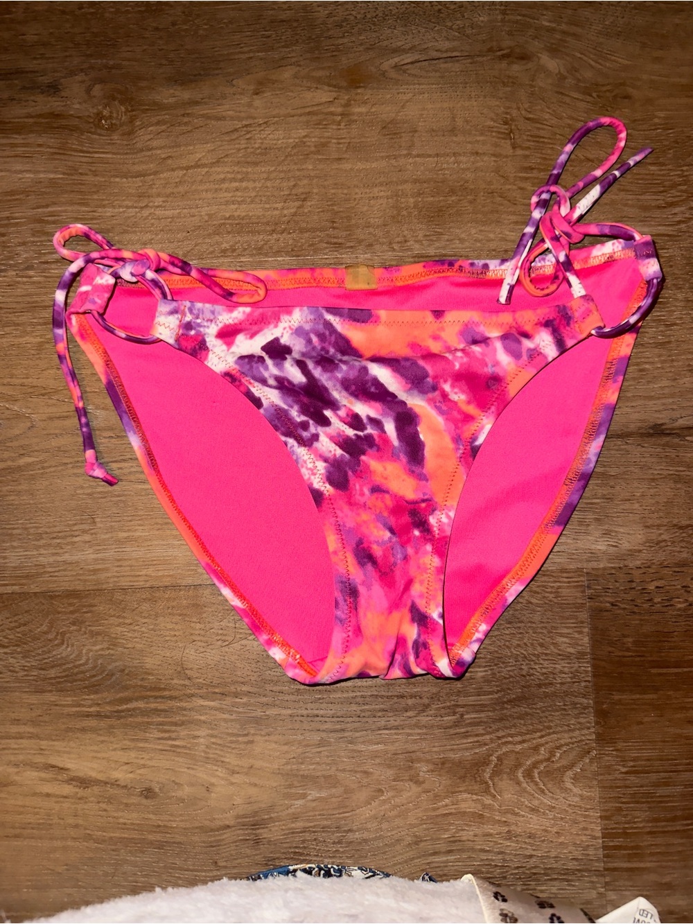 Tie-Dye Pink Swim Classic Cut Fuller Coverage Bikini Bottoms with Side Ties